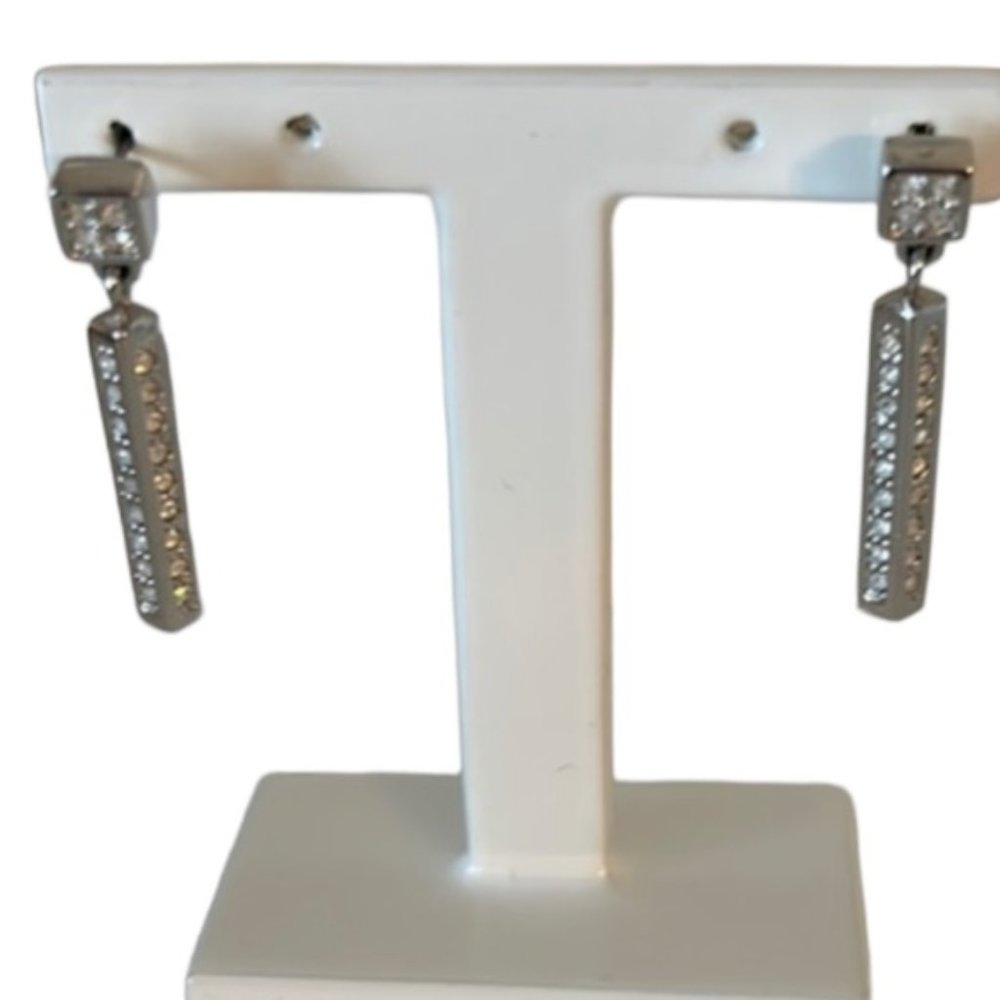 EARRINGS silver dangling crystal earrings